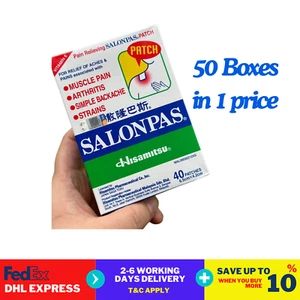 50 Boxes SALONPAS Pain Relieving external Arthritis Back Muscle Ache 40 Patches - Picture 1 of 2