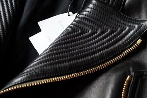 BALMAIN PARIS EDLE BIKER LEDER-JACKE LAMM NAPPA GR:44(franz.46) ROCK NEUW. LUXUS - Bild 1 von 24