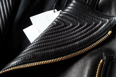 BALMAIN PARIS EDLE BIKER LEDER-JACKE LAMM NAPPA GR:44(franz.46) ROCK NEUW. LUXUS - Bild 1 von 4