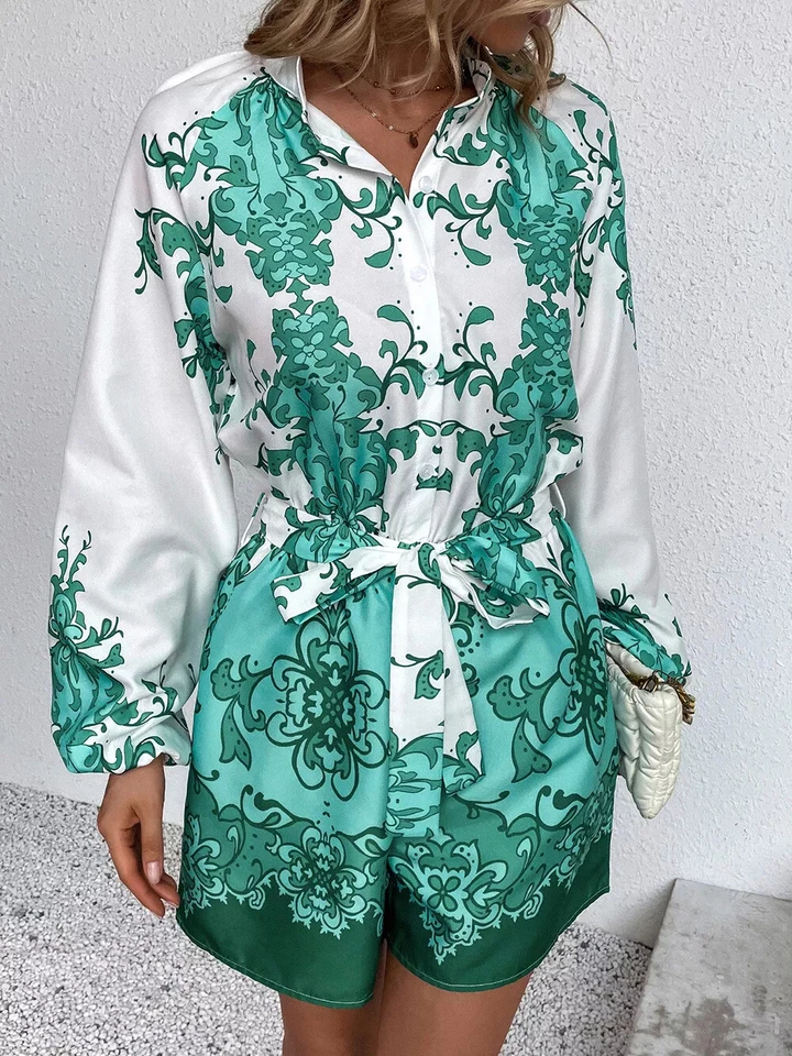 Mono Completo Mono Manga Corta Blanco Verde Pantalones Mameluco 33458 - Imagen 1 de 3