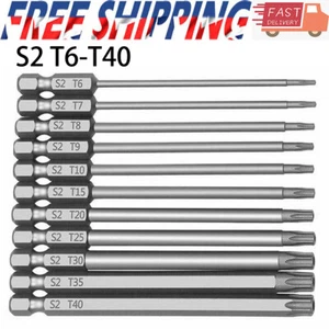 Long Reach Torx Star Hex Security Bit Set Tamper Proof Screwdriver Bits 11Pcs - Picture 1 of 15