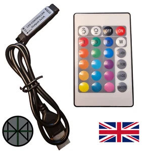 5V USB 24 Key Remote And Receiver For RGB Strip Light LED Remote And Receiver - Picture 1 of 5