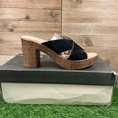 Spring Step Blanchar Platform Sandals Womens 7 Black Strappy Heeled Comfort NEW - Image 1 of 4