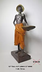 "SONDERPREIS KLEINER SCHÄDEN, KERAMIKSTATUE, ""AFRIKANISCHER MANN TRÄGT SAFARI-HUT" - Bild 1 von 24