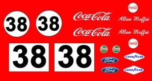 #38 Allan Moffat Coca Cola Mustang Slotcar Decals Maßstab 1:64 HO - Bild 1 von 3