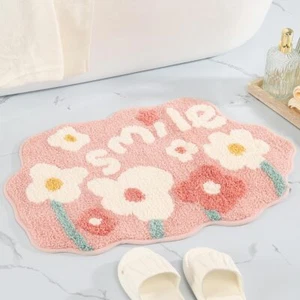 Flowers Extra Absorbent Bathroom Carpet Non Slip and Thick Microfiber Bath Ru... - Picture 1 of 7