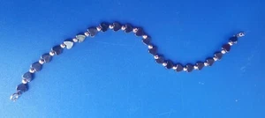Vintage 7" Solid Yellow 14k Gold with Heart Shaped Onyx Gemstones Bracelet - Picture 1 of 5