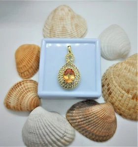 2.65 Ct Rare Certified Untreated Orange Clinohumite in 18k Gold Plated Sterling - Picture 1 of 11