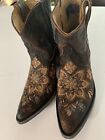 Old Gringo Carmesa Mid Leather Boots Women’s  9 Floral Brown Embroidered