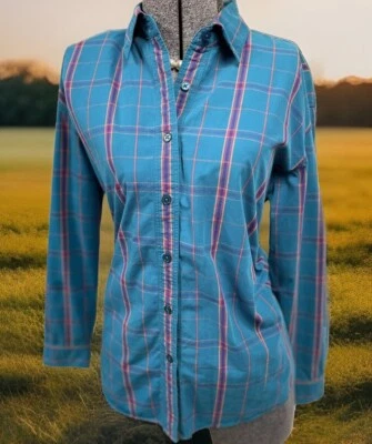 "Camisa vaquera a cuadros vintage Wrangler azul talla pequeña L 44"" busto" Foto 1 de 4