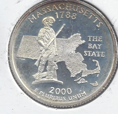 2000 S Silver MASSACHUSETTS Proof Quarter - 90% Silver - Image 1 of 2