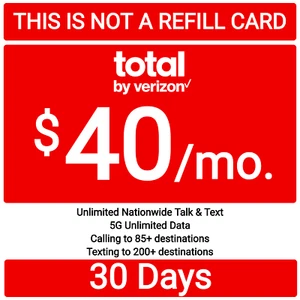 Total Wireless prépayé 40 $ base 5G sans fil talk, texte, données plan Hotspt 5 Go - 30 jours - Photo 1 sur 3
