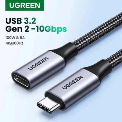 UGREEN USB Type C Extension Cable 100W 3.2 Gen 2 10Gbps Thunderbolt 3 For Mac pc - Image 1 of 4