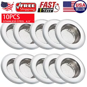 10Pcs 4.5" Stainless Steel Large Wide Rim Sink Strainer for Kitchen Drain Basket - Picture 1 of 8