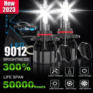 Combo Luces Fuertes Para Auto Coche Luz Carro Kit 9012 LED High Low Beam blanco - Picture 1 of 11