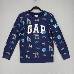 Gap X Star Wars Sweatershirt Boys XXL Navy R2-D2 Deathstar X-Wing Tie Fighter - Picture 1 of 8