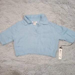 William Rast Sweater Womens M Blue Soft Cozy Comfort Casual Cropped V Neck New - Picture 1 of 8