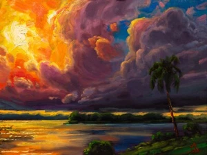 Oil Painting Original Florida Highwaymen Like Art Impressionist Sun MAX COLE 184 - Picture 1 of 8