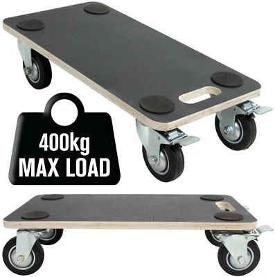 LOADSURFER 400kg Hand Dolly With Brakes Furniture Mover Trolley Cart Wooden Moving Platform