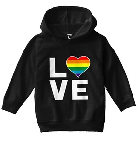 Love - Rainbow Heart LGBTQ Gay Lesbian Proud Pride Toddler/Youth Hoodie - Picture 1 of 12