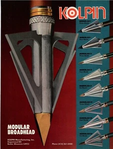 VINTAGE 1986 KOLPIN BROADHEAD ARCHERY HUNTING PRINT AD - Picture 1 of 1