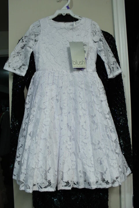 Blush by US Angels Flower Girl White Communion Dress Wedding Size 5/6
