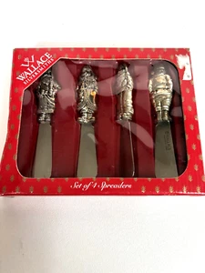 Wallace Set of 4 Santa Spreaders Silver Plated New In Box - Picture 1 of 2