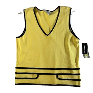 Peter Nygard Sweater Vest Silk Nylon Size XL Casual  Yellow NWT Ribbed Knit $64 - Picture 1 of 6