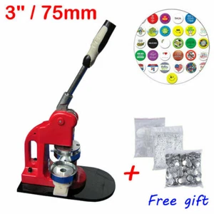 3" (75mm) DIY Round Pin Button Badge Maker Machine + 100 Button Supply Free Gift - Picture 1 of 10