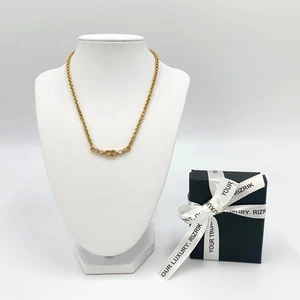Dior Christian CD Chain Link Cubic Necklace Gold 30 148471316 - Picture 1 of 5