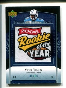 Vince Young #/50 2007 UD Premier Stitchings logotipos alternativos platino #PS-100 🏈 - Imagen 1 de 3