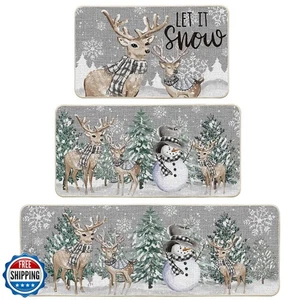 Artoid Mode Hirschbaum Let It Sonw Schneeflocken Weihnachten Küchenmatten 3er Set, - Bild 1 von 5