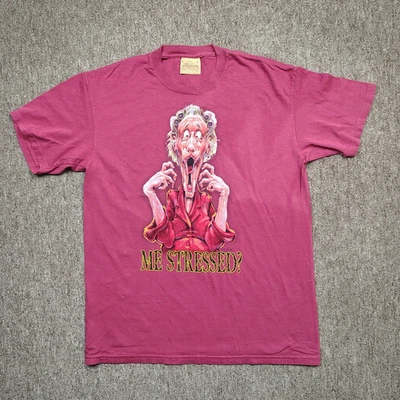 THE MOUNTAIN T-Shirt Men L Red Me Stressed Graphic 100% Cotton Short Sleeve Y2K - Image 1 of 4