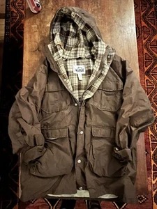 Vintage Woolrich Hooded Quilt Lined Jacket Parka Brown XL - Picture 1 of 3
