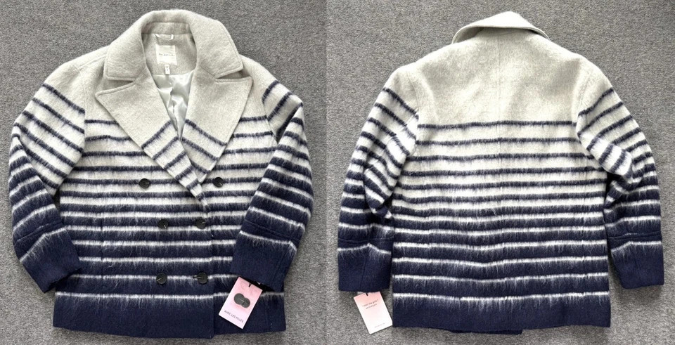 Nuevo con etiquetas Abrigo Avec Les Filles Mezcla Lana Doble Pecho, Mujer Pequeño Foto 1 de 4