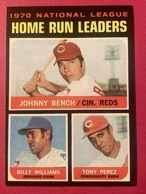 1971 Topps -Home Run League Leaders Johnny Bench, Tony Perez, Billy Williams #66 - Image 1 of 2