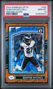 Mira telescópica Donruss Optic Quinyon Mitchell #282 2024 naranja clasificación novato #/79 PSA 10 - Imagen 1 de 2
