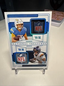 2024 Panini National Treasures Dual Patch Ladd McConkey Franklin NFL SHIELD 1/1 - Picture 1 of 2