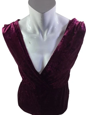 Mameluco de terciopelo borgoña para mujer con frente cruzado y mangas de gorra*XL*Sissy*NUEVO SIN ETIQUETAS Foto 1 de 4