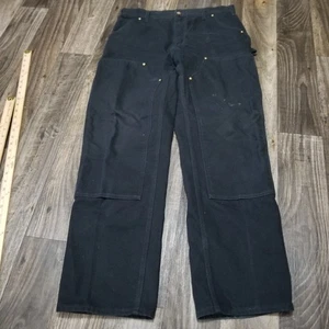 Carhartt 34x32 Double Knee Pants B01 BLK Black Faded Distressed - Picture 1 of 19