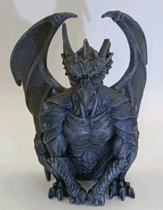 Crouching Gothic Armored Winged Dragon Guardian Gargoyle Decorative - Picture 1 of 8