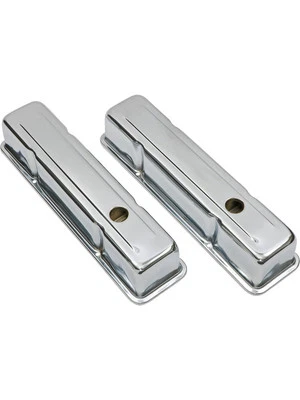 Trans-Dapt Valve Cover Tall Baffled Breather Holes Steel Chrome Small Bl (9215) - Image 1 of 4