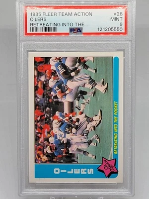 1985 Fleer Team Action Houston Oilers Texans Warren Moon Rookie HOF RC PSA Mint  - Image 1 of 4