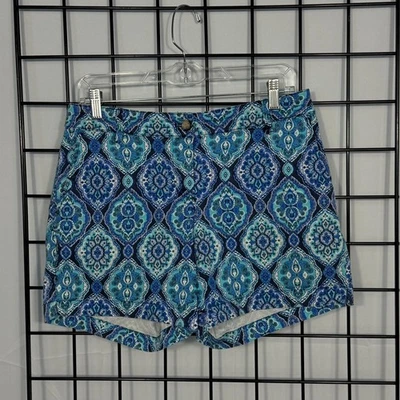 Tommy Bahama Chino Shorts Womens 6 Blue Paisley Stretch Colorful Boho Resortwear - Image 1 of 4