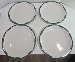 4 Vtg Syracuse China White/Green 9 3/8" Dinner Plates Replacement Made in USA - Picture 1 of 10