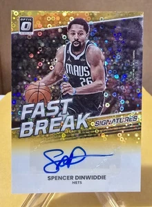 2022 Donruss Optic SPENCER DINWIDDIE *FAST BREAK GOLD DISCO PRIZM AUTO* /10 - Picture 1 of 2