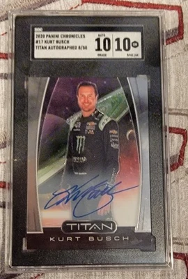2020 Chronicles Racing Kurt Busch Titans Auto #8/50 SGC Certified Gem Mint 10 - Image 1 of 2