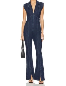 FREE PEOPLE We The Free Ring The Alarm Siren Denim Jumpsuit Large 16-18 RRP$158 - Picture 1 of 16