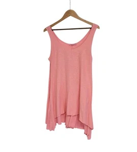 Cut Loose Coral Pink Cotton Linen Lagenlook Sleeveless Tank Tunic Dress Large - Picture 1 of 8