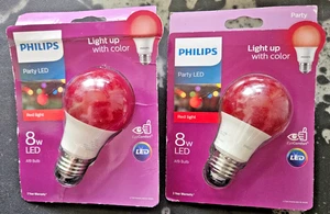 Philips 60 Watt Equivalent Red A19 Medium Base LED Light Bulb 2 Pack - Picture 1 of 2